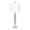 Stylus Table Lamp with White Fabric Shade, Gray