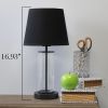 Encased Metal and Clear Glass Tabletop Lamp, Black