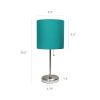 Stick Lamp with USB charging port and Fabric Shade 2 Pack Set, Teal