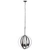 3-Light 18" Adjustable Industrial Globe Hanging Metal and Clear Glass Ceiling Pendant for Kitchen Foyer Hallway Bedroom Living Room Dining Room, Resto