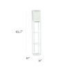 Floor Lamp Etagere Organizer, 2 USB and Linen Shade, White