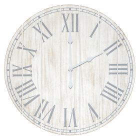 Wood Plank 23" Large Coastal Rustic Wall Clock, White Wash