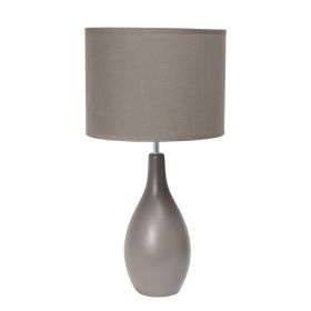 Oval Bowling Pin Base Ceramic Tabletop Lamp, Gray