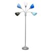 Floor Lamp with 5 Adjustable Lights, Multi-Color Shades, Silver