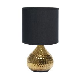 Hammered Gold Drip Mini Tabletop Lamp, Black