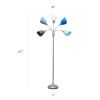 Floor Lamp with 5 Adjustable Lights, Multi-Color Shades, Silver