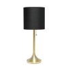 Gold Tapered Table Lamp with Black Fabric Drum Shade