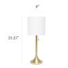 Gold Tapered Table Lamp with White Fabric Drum Shade