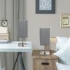 Petite Stick Lamp with USB Charging Port and Fabric Shade 2 Pack Set, Gray