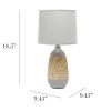 Ceramic Oblong Lamp, Light Wood and Gray