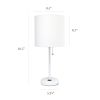 White Stick Lamp with Charging Outlet and Fabric Shade 2 Pack Set, White