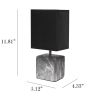 Petite Marbled Ceramic Tabletop Lamp with Fabric Shade, Black with Black Shade