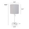 Oslo 19.5" Contemporary Bedside USB Port Feature Standard Metal Table Desk Lamp in White with Gray Drum Fabric Shade for Home Décor, Bedroom, End Tabl