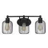 Ironhouse Three Light Industrial Decorative Cage Vanity Uplight Downlight Wall Mounted Fixture for Home Décor, Bathroom, Entryway, Hallway, Black