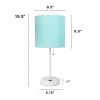 Oslo 19.5" Contemporary Bedside USB Port Feature Standard Metal Table Desk Lamp in White with Aqua Drum Fabric Shade for Home Décor, Bedroom, End Tabl