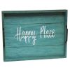 Decorative Wood Serving Tray w/ Handles, 15.50" x 12", "Happy Place"