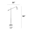 Swing Arm Floor Lamp with Clear Glass Cylindrical Shade, Chrome