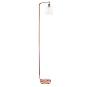 Modern Arched Lantern Floor Lamp, Glass Shade, Rose Gold