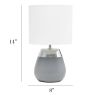 Modern Contemporary Two Toned Metallic Chrome and Gray Metal 4 Settings Touch Desk Lamp with White Fabric Drum Shade