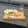 Decorative Wood Serving Tray w/ Handles, 15.50" x 12", "Thankful"