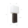 Modern Leather Table Lamp with White Fabric Shade, Espresso Brown