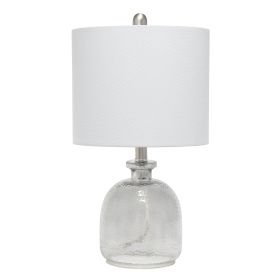 Smokey Gray Hammered Glass Jar Table Lamp with Gray Linen Shade