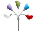 Floor Lamp with 5 Adjustable Lights, Primary Color Shades, Silver