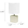 Petite Faux Stone Tabletop Lamp with Fabric Shade, OffWhite with White Shade