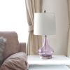 23.25" Classix Contemporary Rippled Colored Glass Bedside Desk Table Lamp with White Fabric Shade for Living Room, Bedroom, Entryway, Dining Room, Pur