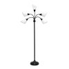 5 Light Adjustable Gooseneck Floor Lamp, White Shades, Black