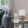 Glass Tabletop Lamp with Fabric Shade, Smoke with White Shade