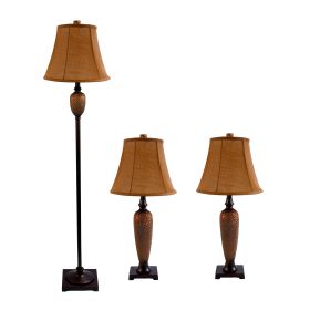 Hammered Bronze Three Pack Lamp Set (2 Table Lamps, 1 Floor Lamp)