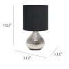 Hammered Silver Drip Mini Tabletop Lamp, Black