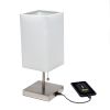 Petite Stick Lamp with USB Charging Port and Fabric Shade 2 Pack Set, White