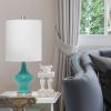 Paseo Table Lamp with White Fabric Shade, Teal