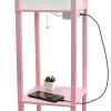 Floor Lamp Etagere Organizer, 2 USB and Linen Shade, Light Pink