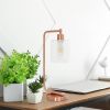 Modern Iron Desk Lamp with Glass Shade, Rose Gold