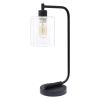 Modern Iron Desk Lamp with Glass Shade, Black