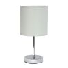 Chrome Mini Basic Tabletop Lamp with Fabric Shade, Slate Gray