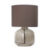 Glass Tabletop Lamp with Fabric Shade, Smoke with Gray Shade