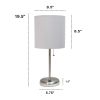 Oslo 19.5" Contemporary Bedside USB Port Feature Standard Metal Table Desk Lamp in Brushed Steel with Gray Drum Fabric Shade for Home Décor, Bedroom,