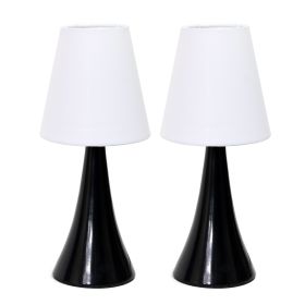 Valencia Colors 2 Pack Mini Touch Tabletop Lamp Set with Fabric Shades, Black