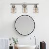 3 Light Industrial Wired Vanity Light, Brushed Nickel