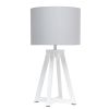 Interlocked Triangular White Wood Table Lamp with Gray Fabric Shade