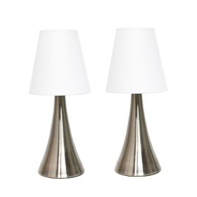 Valencia 2 Pack Mini Touch Tabletop Lamp Set with Fabric Shades White