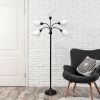 5 Light Adjustable Gooseneck Floor Lamp, White Shades, Black