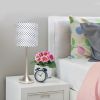 Brushed Nickel Tapered Table Lamp with Polka Dot Fabric Drum Shade