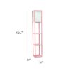 Floor Lamp Etagere Organizer, 2 USB and Linen Shade, Light Pink