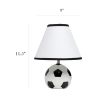 SportsLite 11.5" Tall Athletic Sports Soccer Ball Base Ceramic Bedside Table Desk Lamp with White Empire Fabric Shade with Black Trim