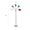 Floor Lamp with 5 Adjustable Lights, Primary Color Shades, Silver